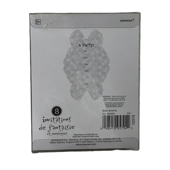 Amscan novelty invitations and envelopes. Set of 8 brand new in packaging! - Picture 2 of 6